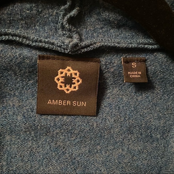 Amber Sun Cardigan Women’s Size Small Teal Black 100% Merino Wool Cardigan - Picture 7 of 14